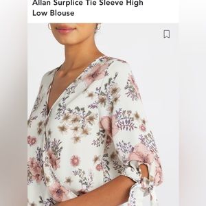 Beacon West K blouse white faux wrap size medium pink floral